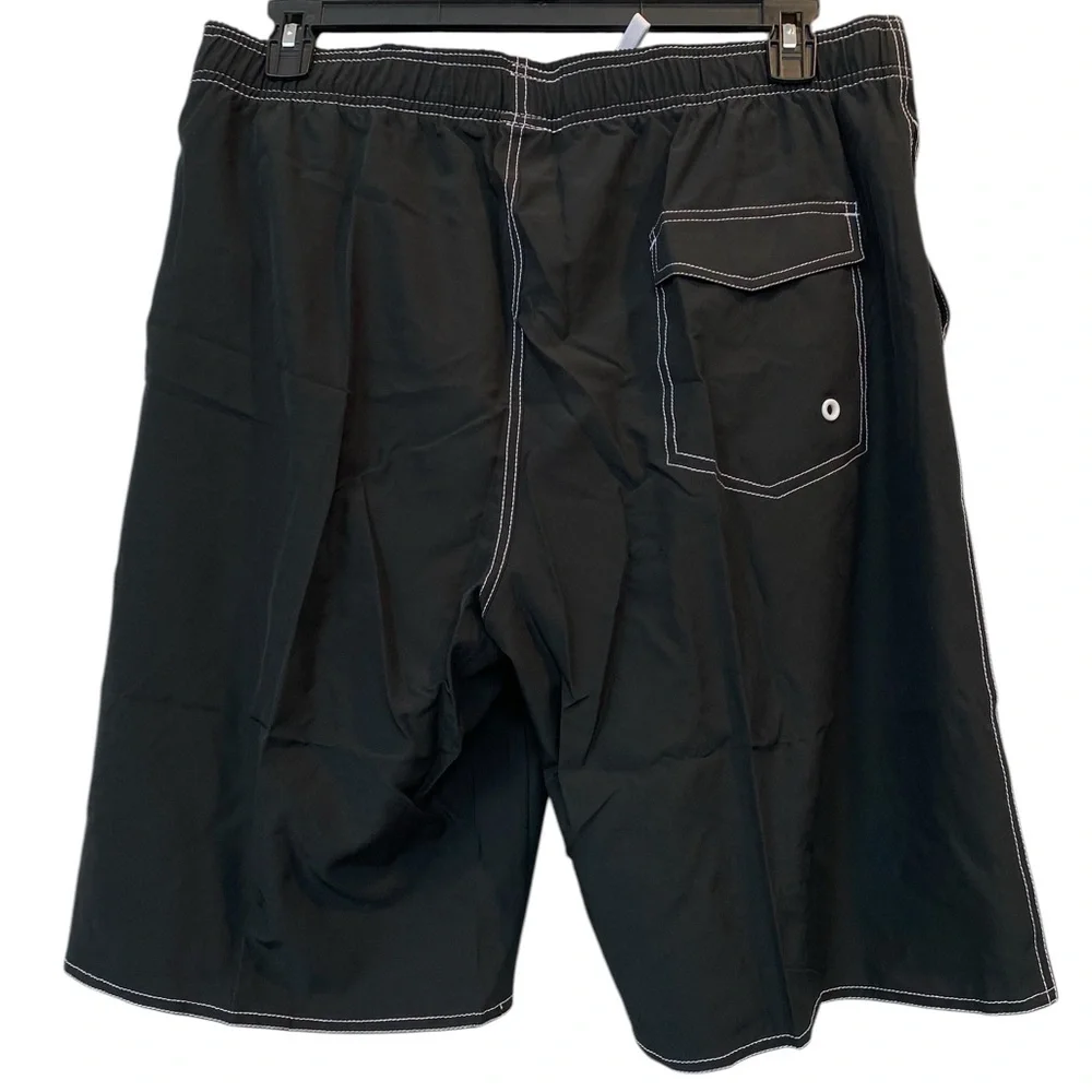 New Black Men's Swim Board Shorts with Contrast Stitching Size 38